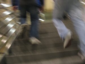 Blurry photo of legs